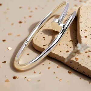 Elegant Silver Stainless Steel Heart Bracelet